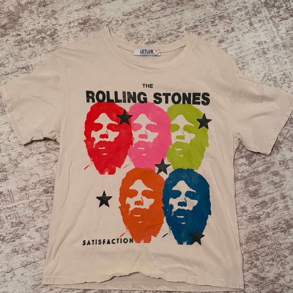 Anthropologie Cream Graphic Tee
